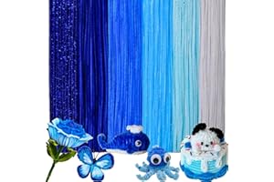 NAFUXIAJJIA 200 PCS 6 Colors Blue Pipe Cleaners Chenille Stems,Pipe Cleaners Craft,Pipe Cleaners Set for DIY Art and Craft Projects（Gradient Blue