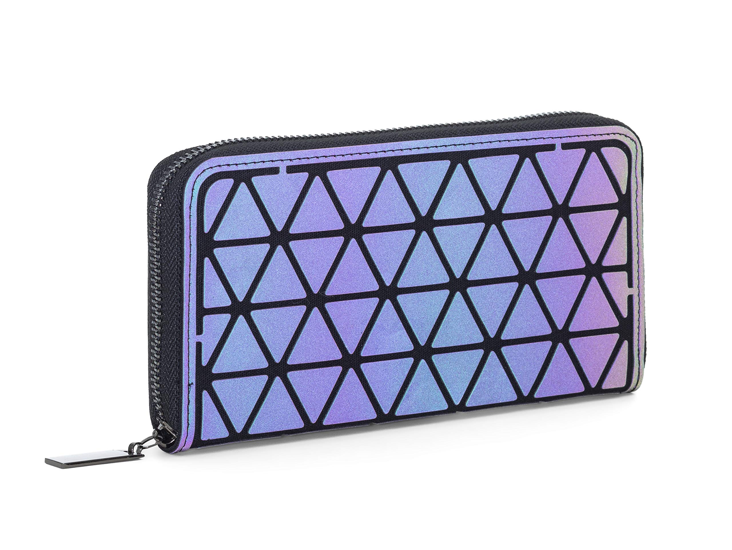 Majestic Peacock Geometric Holographic Wallet Purse Unique Iridescent Luminous Colour Changing Quirky Special Ladies Teenager Zipped + Store Phone Unusual Different Idea OwnIt