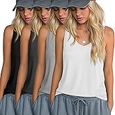 Riyiper 4 Pack Women's Tank Tops Loose Fit V Neck Racerback Tops Sleeveless Casual Tee Basic Summer 2026 Workout Yoga Shirts