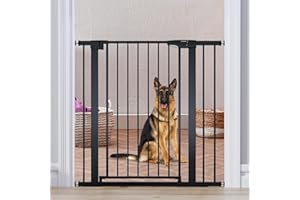 Mumeasy 36" High Extra Tall Dog Gate, 29.6"-40.5" Wide Pressure Mounted Tall Baby Gate for Dog, Auto Close Pet Gate with Door for Stairs,Doorways,House,Black