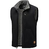 Cotrasen Men's Vest Cotton Work Vest Sherpa Lined Casual Outerwear Fleece Warm Sleeveless Jackets
