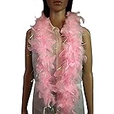 Flydreamfeathers Feather Boa 25 Gram, 4 Feet Long Chandelle Feather Boa, Great for Party, Halloween Costume, Christmas Tree, Decoration (Baby pink w/Tinsel)