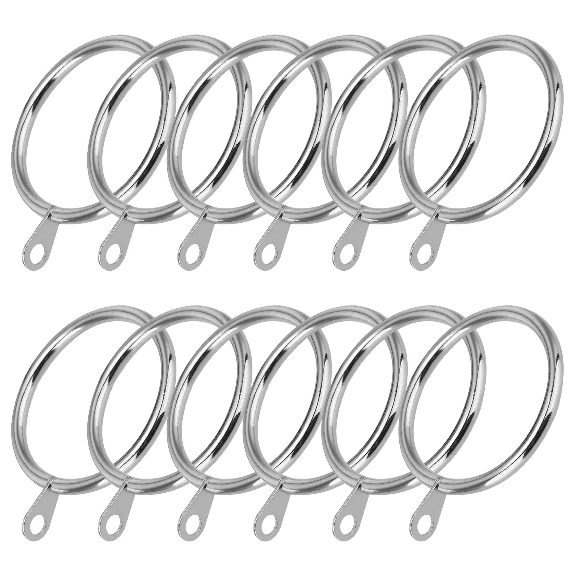 iCatchy Silver Curtain Rings Metal Curtain Hanging Rings For Pole Rod Voile Net (12 Pack)