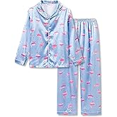 Topgal Satin Pajamas for Girls – Coat Style Unicorn Long Sleeve Silky Button Down PJ Set Size 6-16