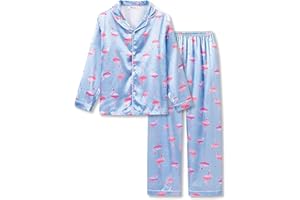 Topgal Satin Pajamas for Girls – Coat Style Unicorn Long Sleeve Silky Button Down PJ Set Size 6-16