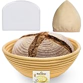 9 Inch Bread Banneton Proofing Basket - Baking Bowl Dough Gifts for Bakers Proving Baskets for Sourdough Bread Scraper Tool Starter Proofing