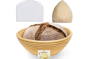 BREAD BOSSES 9 Inch Bread Banneton Proofing Basket - Baking Bowl Dough Gifts for Bakers Proving Baskets for Sourdough Bread Scraper Tool Starter Proofing