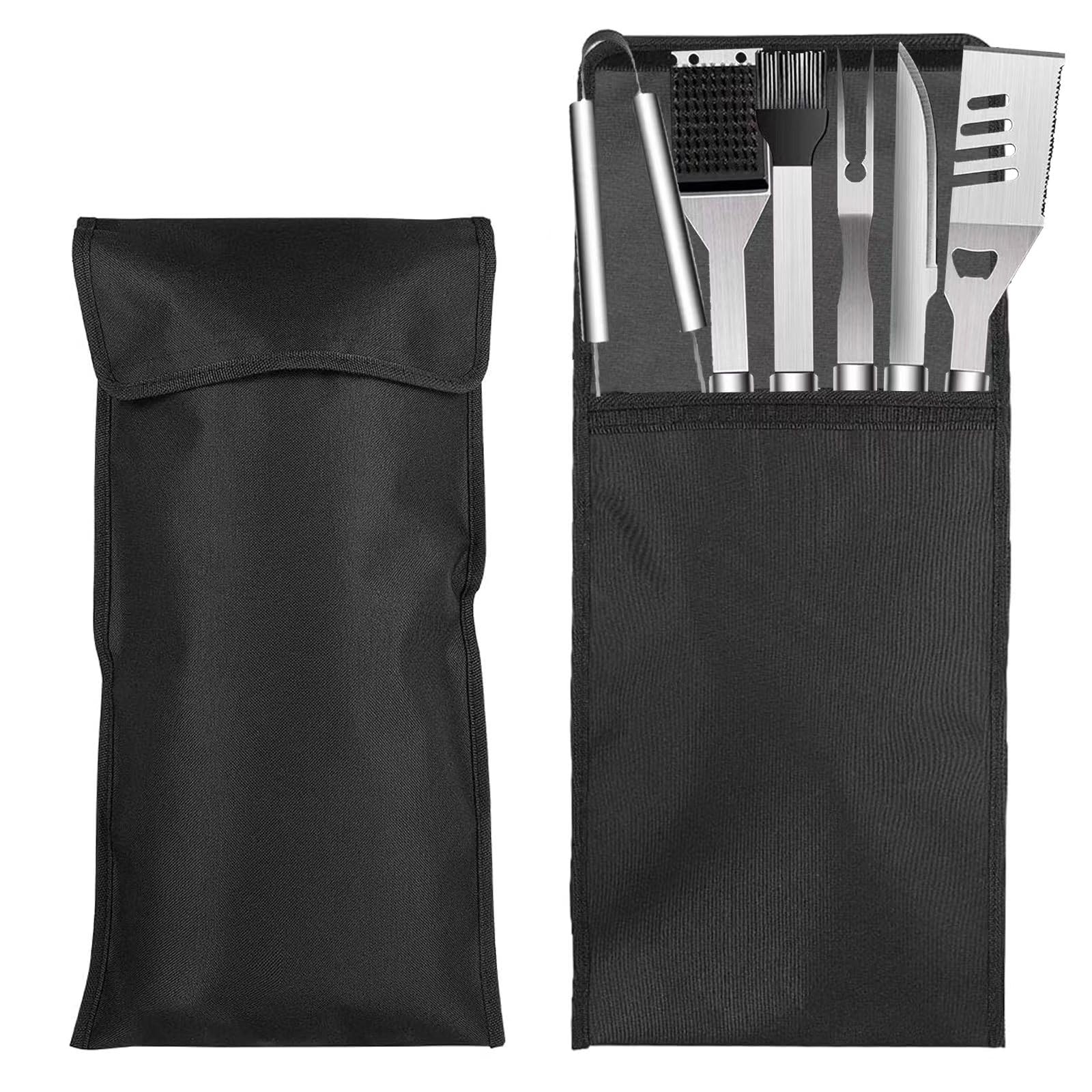 YuanYouTong 2 Pcs BBQ Tool Storage Bags, Oxford Grill Utensil Accessory Storage Bags, Picnic Cooking Tools Holder Pouch, Foldable Portable Barbecue Storage Bag for Outdoor Camping Hiking