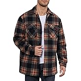 LMHCISO Men's Flannel Jacket Sherpa Lined Casual Button Up Plaid Jacket Long Sleeve Fleece Shacket with Pockets
