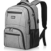 Liokesa Travel Backpack, Large Laptop Backpack with USB Charging Port, Anti Theft Slim School Backpack for Men, Business Water Resistant College Bookbag Fits 17.3 Inch Computer Backpack, Grey
