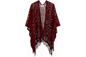 SY SOUL YOUNG Knit Shawl Wrap for Women - Soul Young Ladies Fringe Knitted Poncho Cardigan Cape