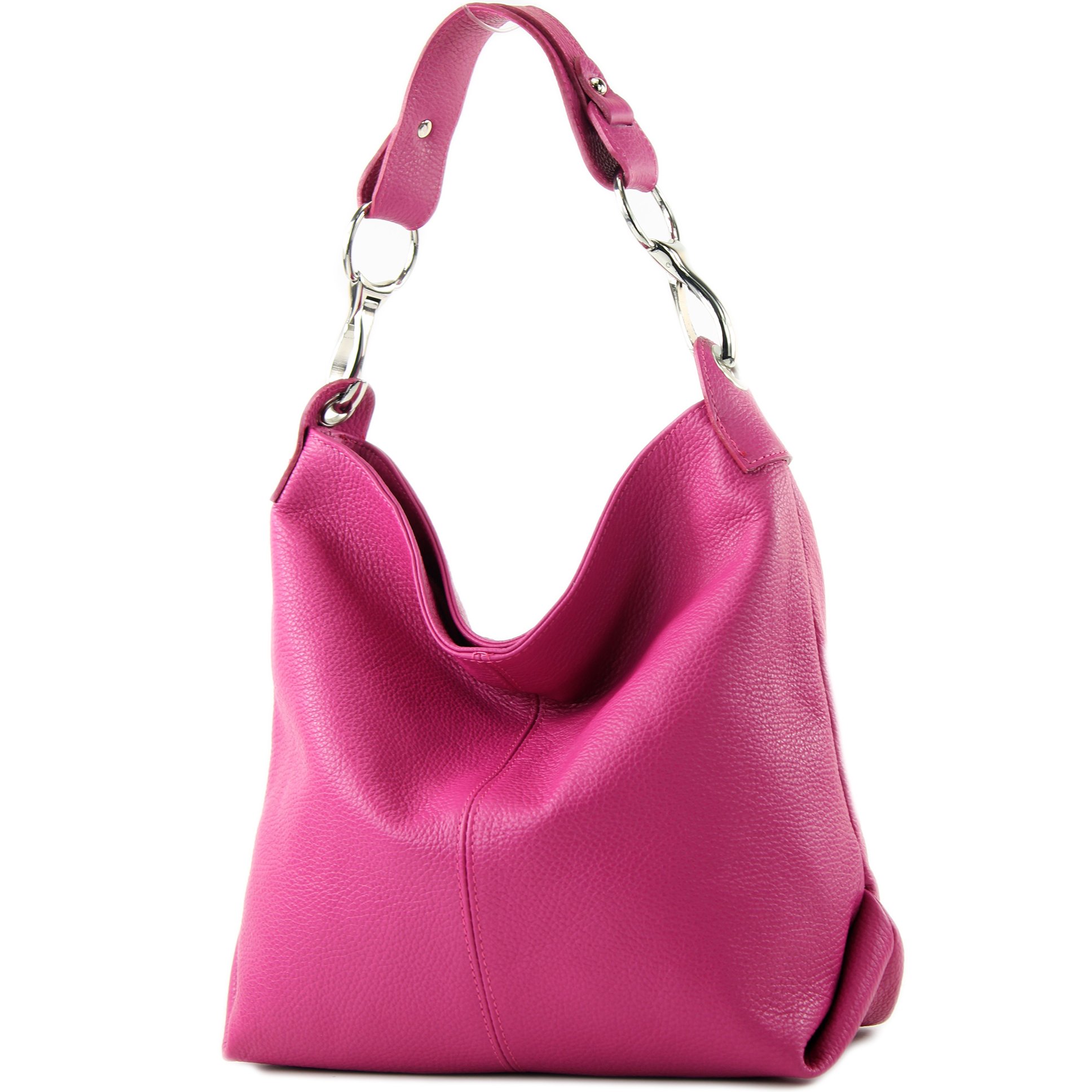 modamoda de - ital. Leather bag Shoulder bag Ladies bag Shoulder bag Leather T168, Colour:Very Dark Pink