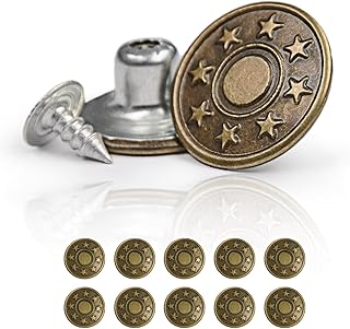 Ganzoo Hosen-Knöpfe im 10er Set, Ersatz-Knopf, Hosen-Knopf mit Nieten-Verschluss, Jeans-Knopf aus Metall, Farbe: altgold