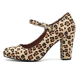 Women's Mary Jane Heels Closed Toe Chunky Heel