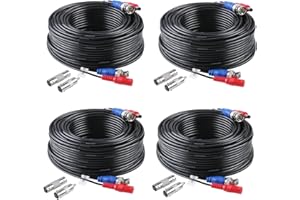 ANNKE 4 Pack 30M/100ft All-in-One Video Power Cables, BNC Extension Surveillance Camera Cables for CCTV Security DVR System Installation, Free 8 x BNC Connectors and 100pcs Cable Clips Included
