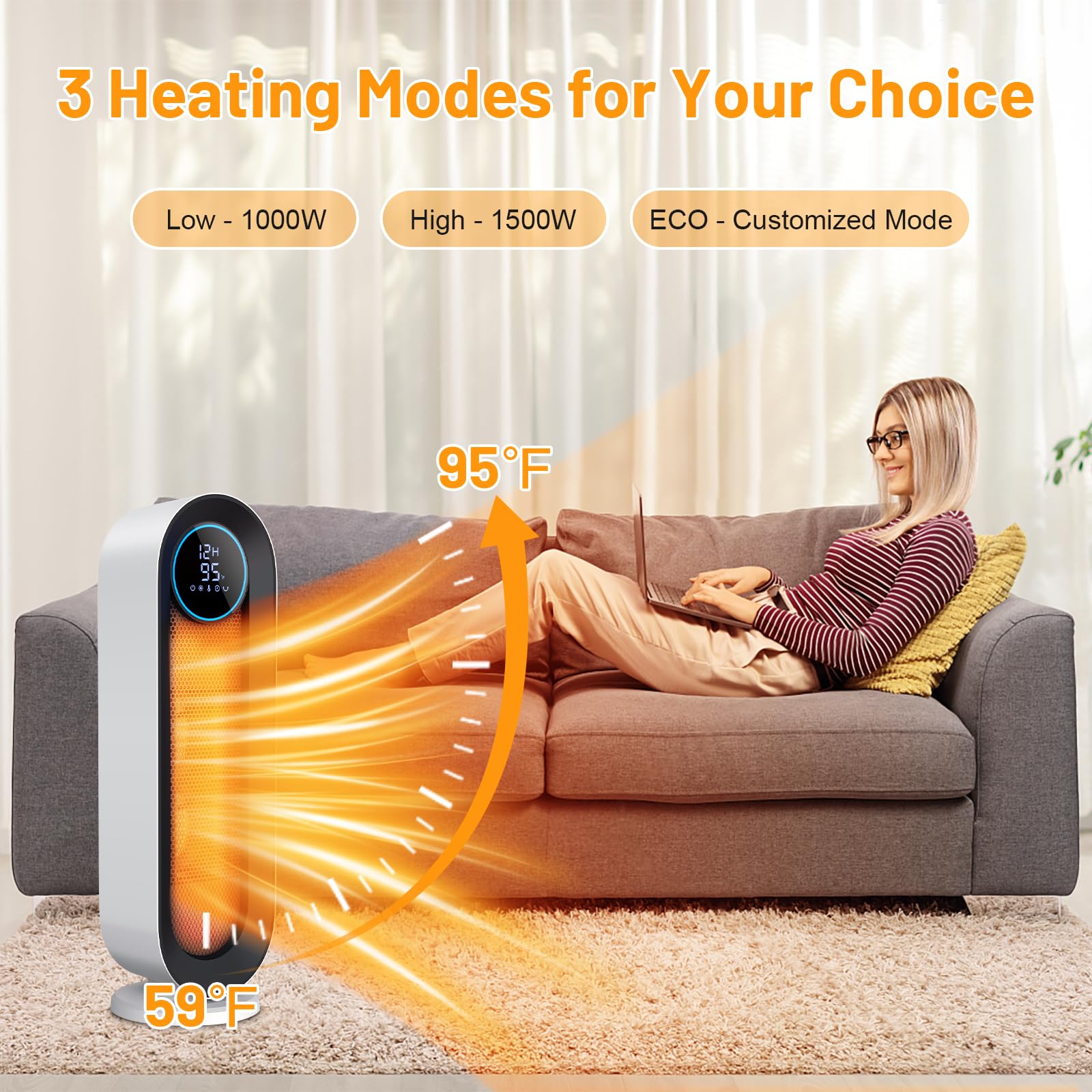 Daxiga Space Heater for Indoor Use, 19.6