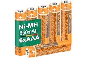 CIEEDE HHR-55AAABU NI-MH AAA Rechargeable Battery for Panasonic 1.2V 550mah 6Pack NiMH AAA Batteries for Panasonic Cordless Phones, Electronics, Remote Controls