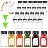 OBKJJ 80pcs 4oz Pcs Juice Bottles, Juice Bottle with Caps Reusable Empty Clear Bottles with Label, Funnel, Brush Bulk Beverage Containers for Juicing, Drinking, Smoothie and Other Beverages (4oz)