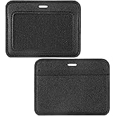 1 Piece Leather ID Badge Holder - Horizontal Black Waterproof Name Badge Holder Single-Side Clear Card Multiple Card Slots Holders for Staff Offices Employees