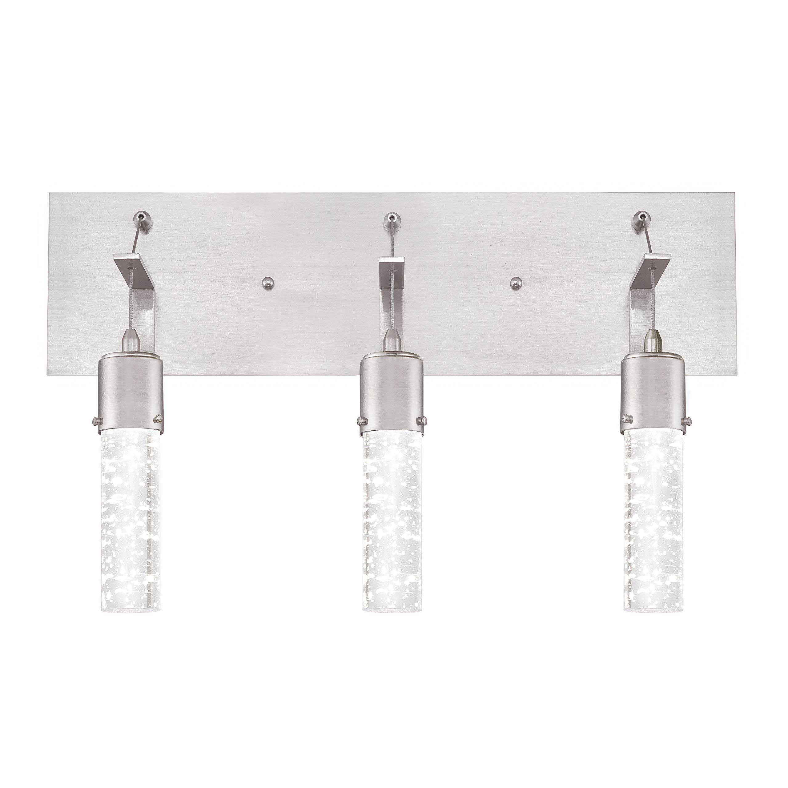 Westinghouse Lighting 63721 Cava Three-Light, 22 Watt LED Indoor Wall Fixture, Brushed Nickel Finish with Bubble Glass