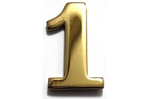 2" Solid Brass Mailbox Number #1 / Better Box Mailboxes Two Inch Tall Numbers with 3M Peel and Stick Auto Grade Adhesive - Clear Coat Sealed Weatherproof BN1