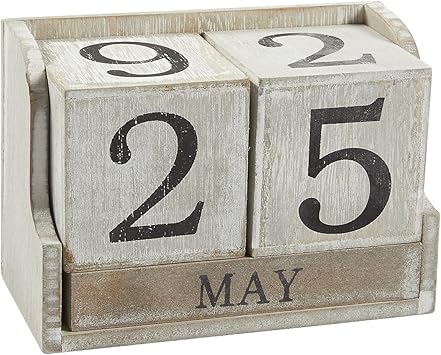 Amazon Com Calendar Block Wooden Perpetual Desk Calendar