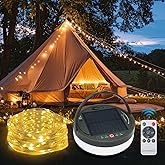 GHORA Solar Camping String Lights, 2 in 1 Solar Rechargeable Portable Outdoor LED String Lights with Remote Control, 39.4 Fee