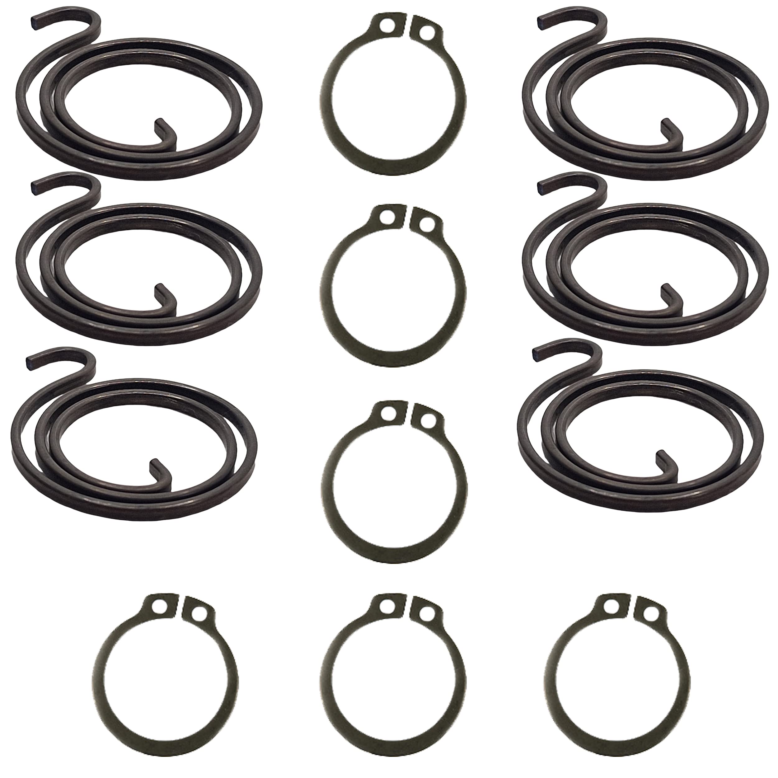 2.5 Turn Door Handle Springs Replacement Repair Kit Black Zinc Coating 6 x 2mm Thick Coil Plus 6 Circlips (2.5 Turns, 2mm)