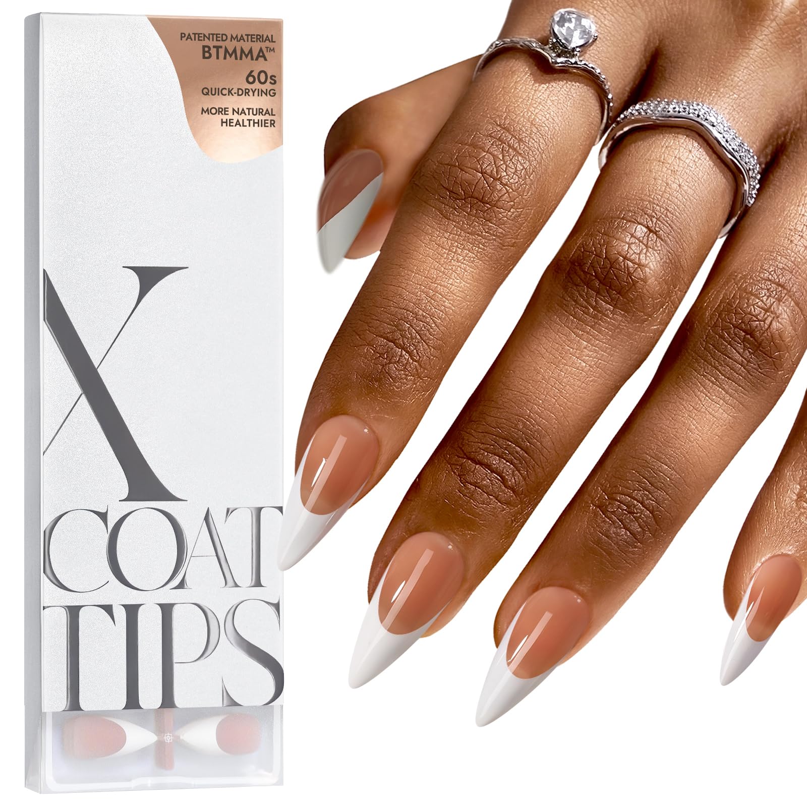 BTArtboxnails Long Stiletto Nail Tips - French Tip Press on Nails Brown XCOATTIPS for Nail Extensions