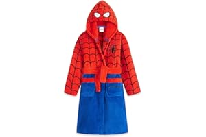 Marvel Spiderman Bathrobes for Boys Fleece Robe with Pockets Tie Waist, Cozy Gifts for Kids