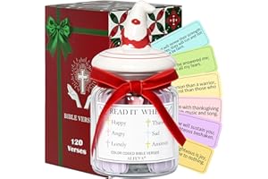 ALFEVA Bible Verse Jar with 120 verses for Daily Encouragement, Christian, Christmas & Birthday Gifts for Women, White Elephant Gift & Stocking Stuffer for Women