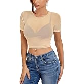 Women's Mesh Tops Short Sleeve Sheer Tee Shirts See Through Bodycon Shirts | Mesh Sheer, Clubwear, Evening Outings, Dates, Parties
