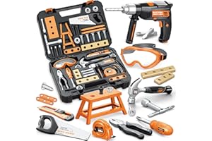 BSTOYDER Kids Tool Set with Electronic Toy Drill, 41 Realistic Toy Tools with Tool Box for Toddler, Pretend Home Tool Kit & Drill Sets, Kids Construction Toys, Birthday Gifts for 3 4 5 Years Old Boys Girls