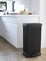 CURVER Kitchen Bin Plastic Black 50L Pedal Soft Close UK Made 39x29x73 view 7