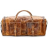 KomalC 24 inch Duffel Bag Travel Sports Overnight Weekend Leather Duffle Bag for Gym Sports Cabin Holdall bag