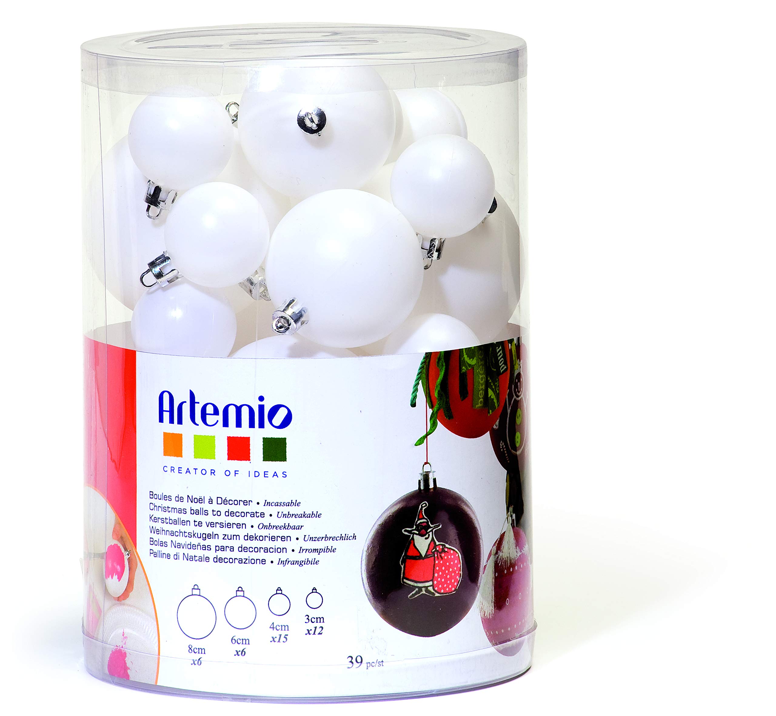 Artemio 39-Piece Christmas Baubles to Decorate in Different Sizes