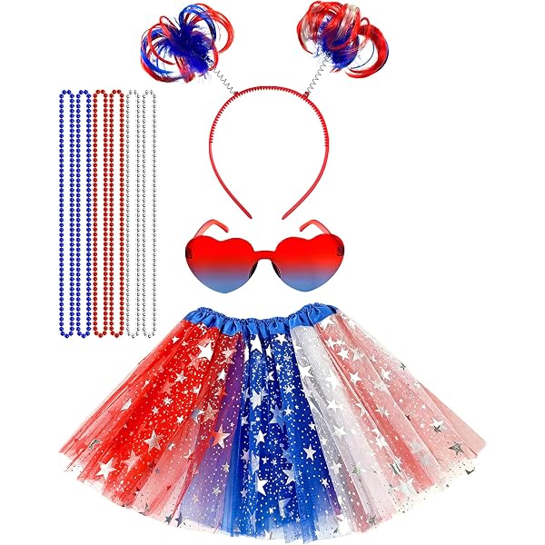 Toulite 9 pieces 4th of July women costume tutu, necklaces, earrings, etc NEW 71yaXpxcbAL._AC_SY350_QL65_.jpg main image 4