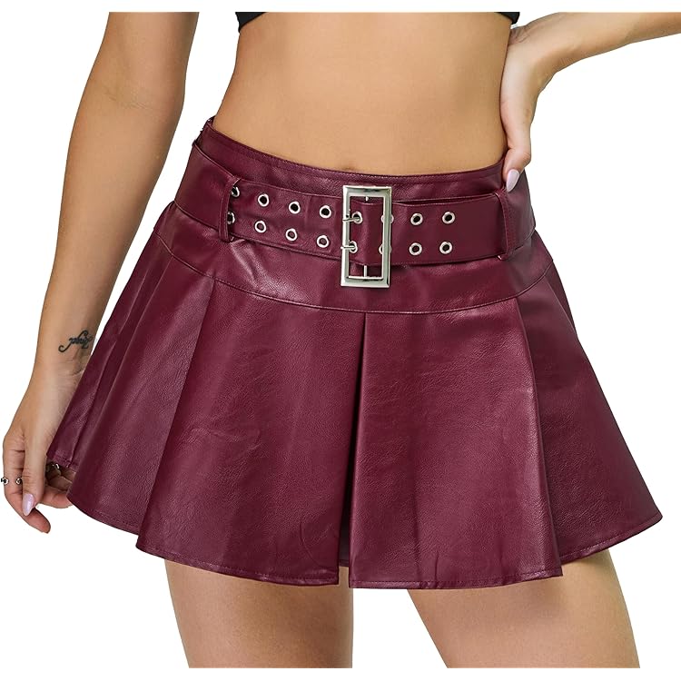 Amazon.com: MakeMeChic Women's PU Leather Y2K Skirts Low