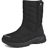 CENNID Men's Winter Waterproof Snow Boots Warm Slip On Mid-Calf Booties Non-Slip Work Boots Lightweight Outdoor Athletic Diabetic Boots