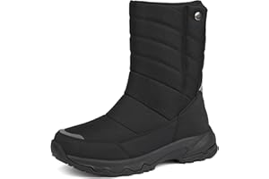 CENNID Men's Waterproof Winter Snow Hiking Boots Insulated Warm Lined Wide Boots Non-Slip Work Boots Cold Weather Walking Shoes Diabetic Shoes