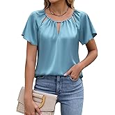 Blooming Jelly Womens Business Casual Outfits Trendy Summer Tops 2026 Satin Work Blouses Dressy Short Sleeve Shirts