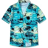 Betusline Boys and Men's Hawaiian Shirts Summer Beach Shirt Aloha Luau Shirts for Mens and Kids (2T-4XL)
