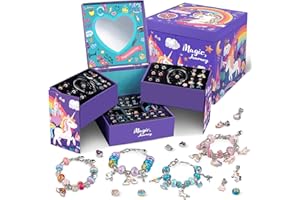TINGINGYULI Bracelet Making Kit for Girls,Unicorn DIY Charm Jewelry Craft Set,Arts and Crafts for Kids Ages 8-12,Jewelry Making Supplies Beads,Jewelry Box Easter Birthday Gifts Ages 6 7 8 9 10 11 12 Year Old