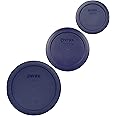 Pyrex Bundle - 3 Items: (1) 7200-PC 2-Cup Blue Plastic Lid, (1) 7201-PC 4-Cup Blue Plastic Lid, (1) 7202-PC 1-Cup Blue Plastic Lid Made in the USA