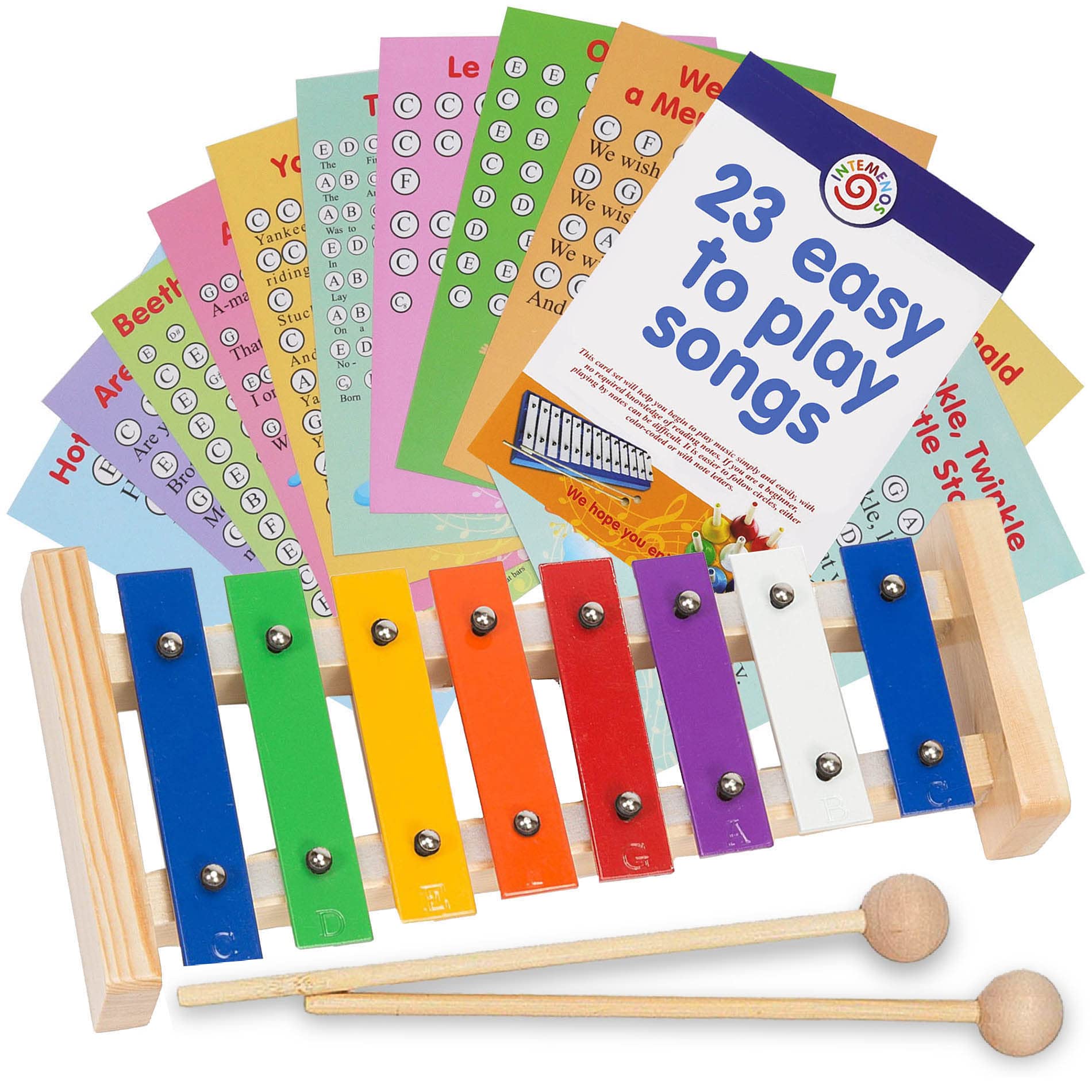 inTemenos Multi-Colored Xylophone for Kids - 23 Songs Included -Well-Tuned Metal Glockenspiel