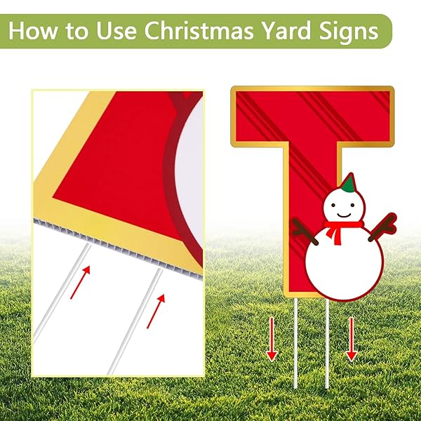 FOVTHS GIANT 18 INCHES RED MERRY CHRISTMAS LARGE LETTER YARD SIGN PLASTIC WATERPROOF YARD SIGN LARGE HOLIDAY LAWN SNOW SIGN DECOR WITH STAKES FOR CHRISTMAS HOLIDAY OUTDOOR LAWN DECOR