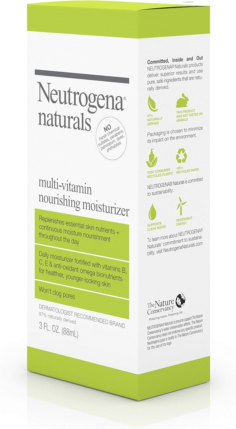 Neutrogena Naturals Multi-Vitamin Nourishing Daily Face Moisturizer with Antioxidant Bionutrients & Vitamins B, C & E, Non-Comedogenic & Sulfate-, Paraben-, Phthalate- & Dye-Free, 3 fl. oz: Beauty