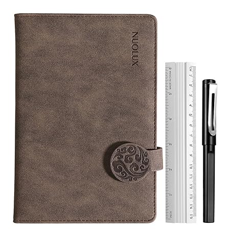 NUOLUX Hardcover Notizbuch PU-Leder Notebook Travel Tagebuch Journal Vintage Notizblöcke mit Gel Pen Ruller 3 Blätter Emotion