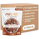 NuTrail Nut Granola Cereal, Dark Chocolate, No Sugar Added, Keto, Low Carb, Gluten Free, Grain Free, Healthy Breakfast 8 oz. 3 Count