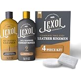 Leather Cleaner &amp; Conditioner Kit by Lexol for Furniture, Car Interior, Shoes, Handbags, Includes 2 Application Sponges, Two-Step System, 16 Oz Each